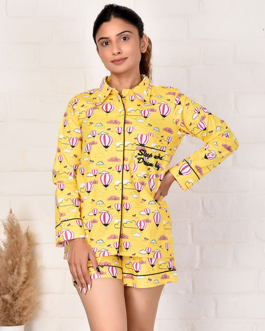 Air Balloon Shorts Set-Yellow