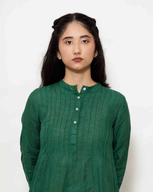 Forest Green Linen Kurta
